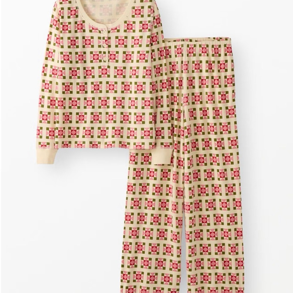 NWT Hanna Anderson Long Sleeve Waffle Henley Pajama Set